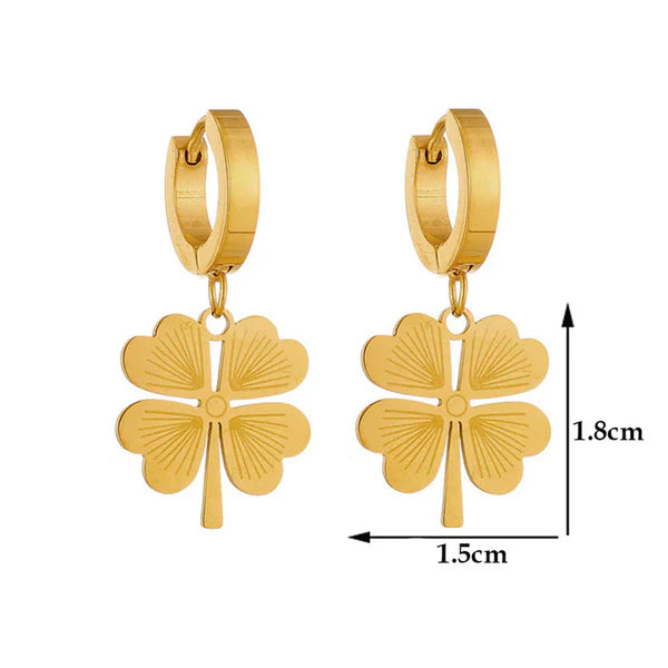 Lucky Clover Gold-Toned Hoop Earrings