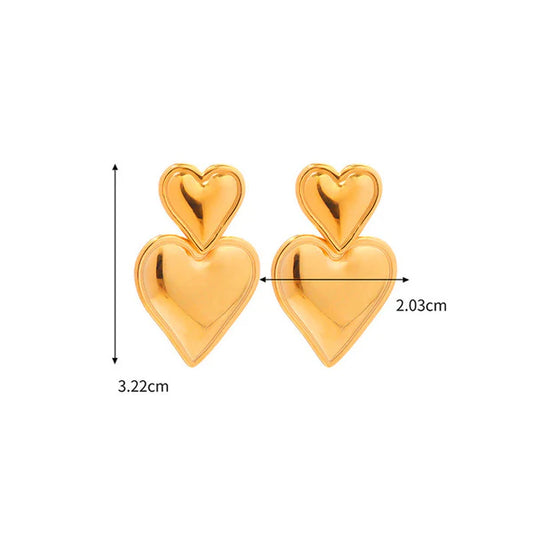 Double Heart Gold-Toned Statement Earrings