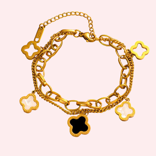 Clover Charm Layered Bracelet