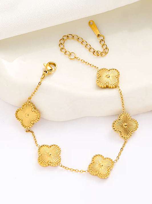 Golden Bloom Clover Bracelet