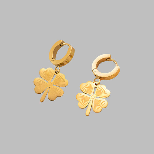 Lucky Clover Gold-Toned Hoop Earrings