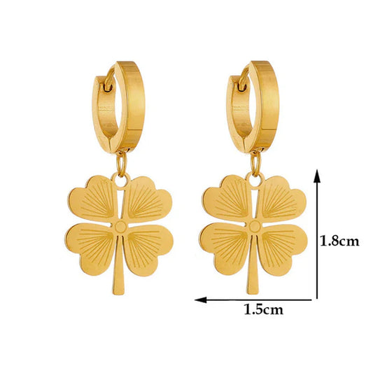 Lucky Clover Gold-Toned Hoop Earrings