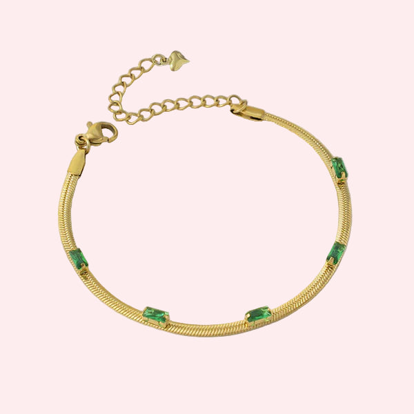 Emerald Charm Gold-Toned Bracelet