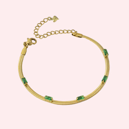 Emerald Charm Gold-Toned Bracelet