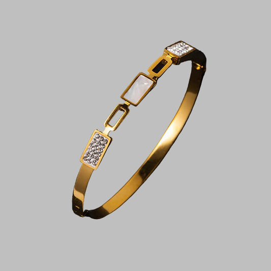 Geometric Shine Gold-Toned Bangle
