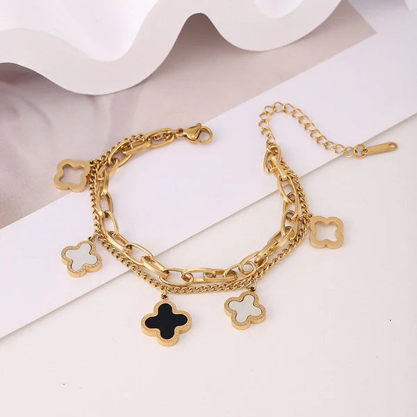 Clover Charm Layered Bracelet