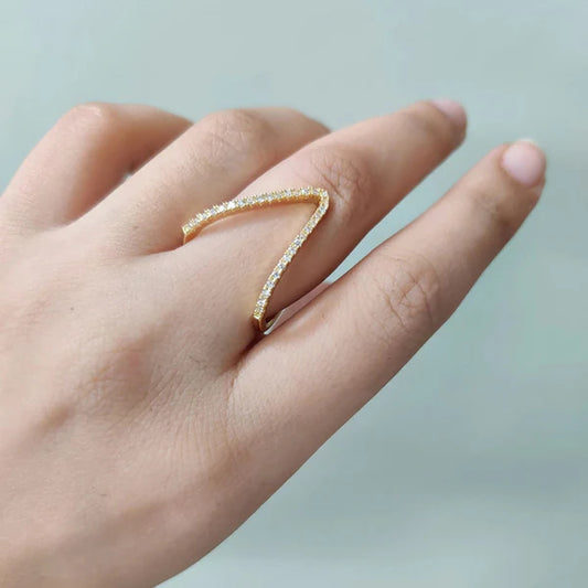 Infinity V Gold-Toned Crystal Ring