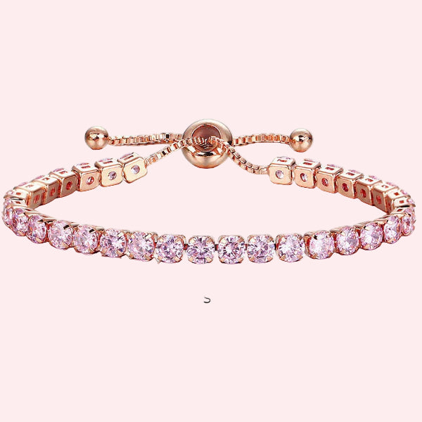 Rose Gold Sparkle Adjustable Tennis Bracelet