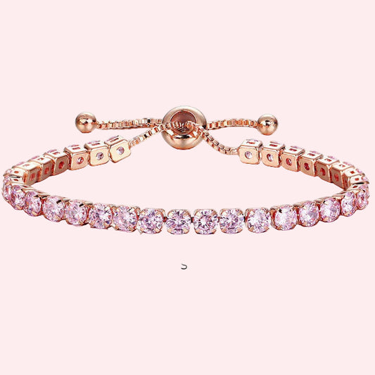 Rose Gold Sparkle Adjustable Tennis Bracelet